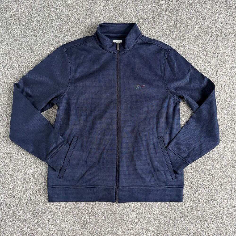 Greg Norman Men's Activewear Golf Jacket Full Zip Mock Neck Blue Size Medium